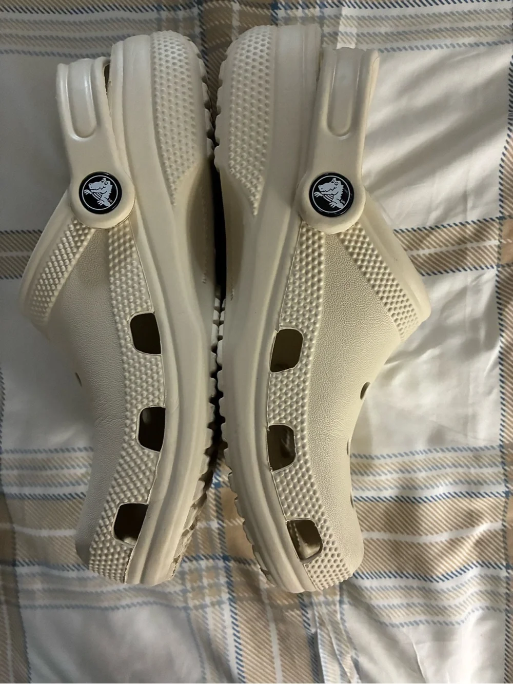 CROCS Kids Cream Slip-On Clogs with Heel Strap